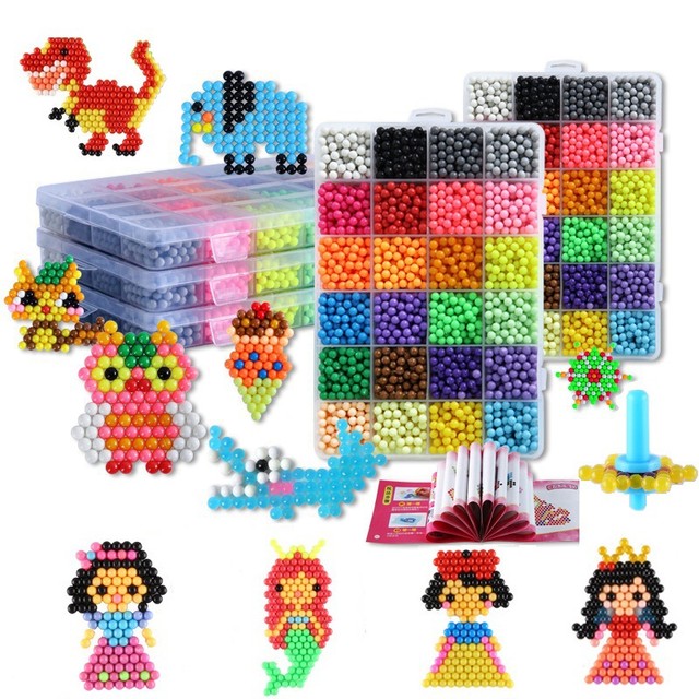 Water Fuse Beads DIY Set Pearl Box Pegboard Game Kit Tools